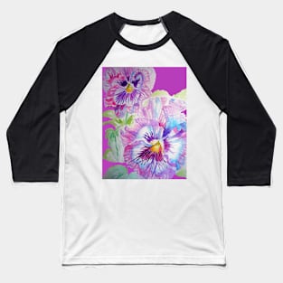 Purple Pansy Watercolor Painting Baseball T-Shirt